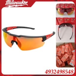 Milwaukee 4932498548 Safety Glasses, Anti-Scratch Anti-Fog Orange Mirror Lens Protective Eyewear for Work & Outdoor