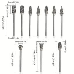 High Quality Carbide Burr Set 10pcs 3mm Shank Double Cut for Dremel Rotary Metal Engraving Grinding Rotary Tool Accessories