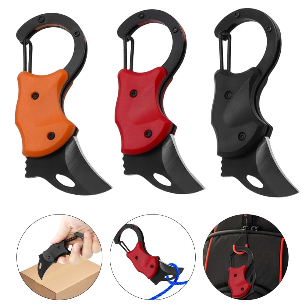 Portable Small Pocket Cutter Carabiner Cutter Box Cutter Keychain Folding Cutter Unboxing Tools Gadgets For Outdoor