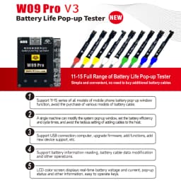 OSS W09 Pro V3 Battery Life Pop-up Tester for IPhone11-15PM Detection Modify Battery Efficiency 100% Cycle Health Data Tool