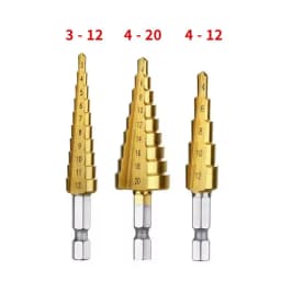 9Pcs Titanium Coated Step Drill & Saw Drill Bit Set, Hex Shank Multi-Functional Hole Opening Drilling Bits for Wood Metal Plasti