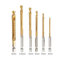 9Pcs Titanium Coated Step Drill & Saw Drill Bit Set, Hex Shank Multi-Functional Hole Opening Drilling Bits for Wood Metal Plasti