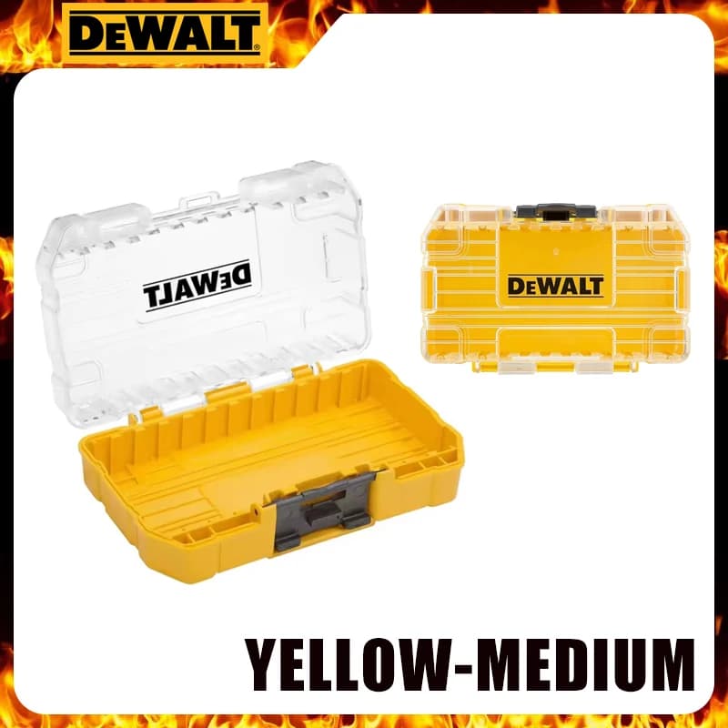 DEWALT Tough Case Medium Size Transparent Heavy Duty Tool Organizer Stackable Storage Box for Bits Screws Nails & Fasteners