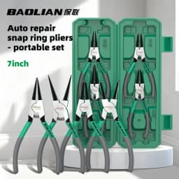 BAOLIAN 7'' Circlip Plier Set Long Nose Straight Bent Pliers Inner & Outer Snap Ring Remover Tool for Retaining Rings