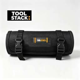 Toolstack Roll Up Tool Bag Canvas Tool Organizer with 4 Zipper Pockets And Strap Hanging Tool Zipper Carrier Tote