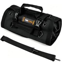 Toolstack Roll Up Tool Bag Canvas Tool Organizer with 4 Zipper Pockets And Strap Hanging Tool Zipper Carrier Tote