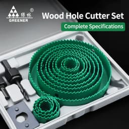 GREENERY 19-127mm Hole Saw Cutting Kit Set for Wood Drywall Particle Board Drilling Woodworking Tools with Storage Case