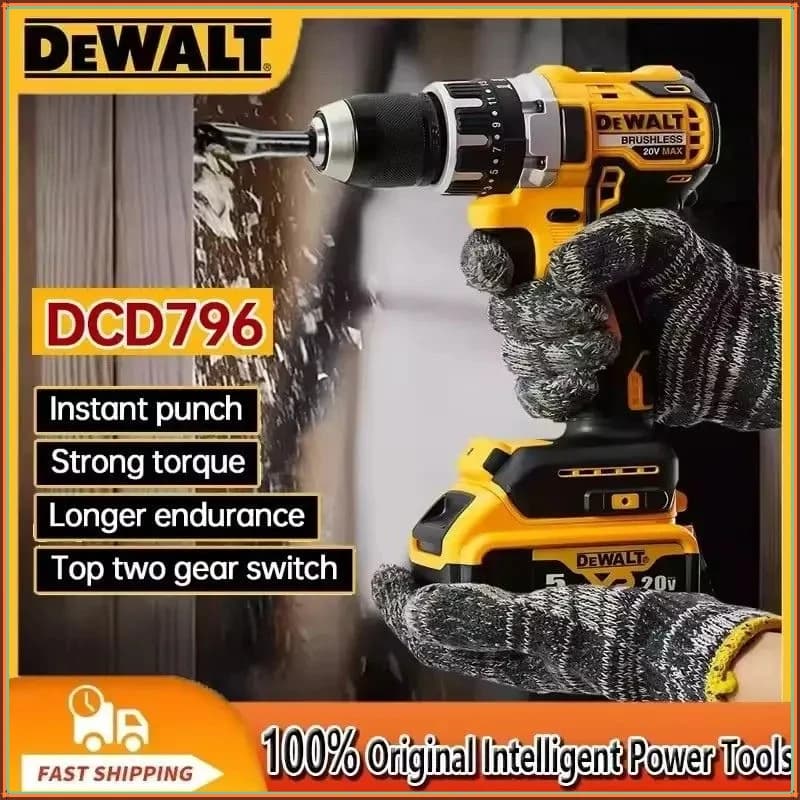 Dewalt DCD796 Cordless Brushless Impact Drill Brushless Drive Compact Drill Rechargeable Portable Power Tools For 18V Battery