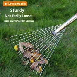 Adjustable Fan-Shape Lawn Rake Head 3.0mm Thickened Steel Tines for Leaf  Debris Collection