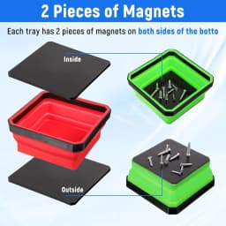 4.5Inch Magnetic Parts Tray Square Silicone Foldable Collapsible Suction Bowls Storage Holder for Bolts Nuts Washers Pins Screw