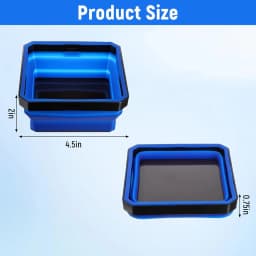 4.5Inch Magnetic Parts Tray Square Silicone Foldable Collapsible Suction Bowls Storage Holder for Bolts Nuts Washers Pins Screw