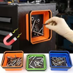 4.5Inch Magnetic Parts Tray Square Silicone Foldable Collapsible Suction Bowls Storage Holder for Bolts Nuts Washers Pins Screw