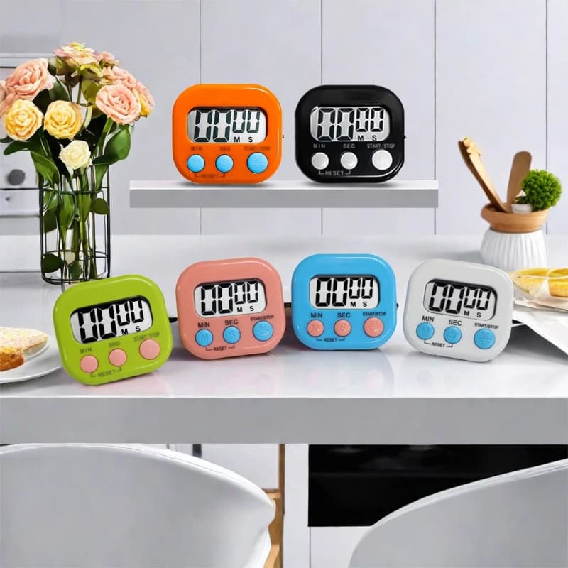 1pc Magnetic LCD Kitchen Timer Digital Count Up/Down Stopwatch for Cooking Baking Stud Sports Shower Visual Timer with Alarm