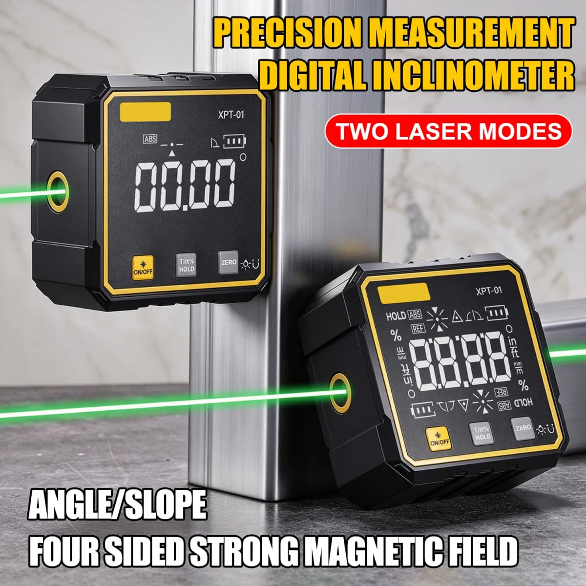 4 Side Strong Magnetic Digital Laser Angle Gauge Inclinometer Mini Portable Level Ruler Box For Construction Measurement