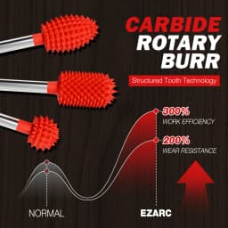 EZARC Tungsten Carbide Rotary Burr for Wood Carving 1/8" Shank Removal Tool for Wood Fiberglass Foam Rubber Plastic, Coarse Fast