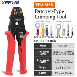 Insulated Terminals & Non-Insulated Terminals Cold Crimping Pliers Multifunctional Ratchet Crimping Tool YEJ-16MA/6MA/1MA