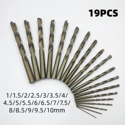 19-Piece（Boxed version） M35 HSS Drill Bit Set, High Strength Bits for Metal, Stainless Steel, Wood & Plastic, Quick Change