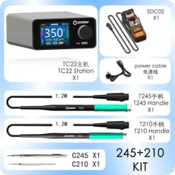 GEEBOON TC22 240W Soldering Station Kit with SDC02 Soldering Iron Stand + T245/T210 Handle + C245/C210 Soldering Iron Tip New