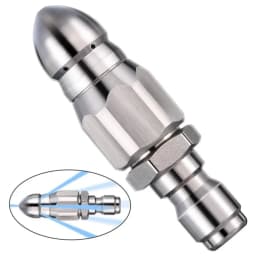 Water Jet High Pressure Sprayer Nozzle Clean Sewer 1/4" Stainless Steel Pressure Washer Quick Plug Drain Hose Nozzle Tool Water