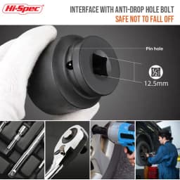 Heavy Duty 1/2' Drive Hexagon Impact Socket Shallow Metric Sockets for Impact Driver High Torque CR-MO Tools for Auto Repair