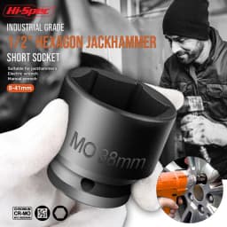 Heavy Duty 1/2' Drive Hexagon Impact Socket Shallow Metric Sockets for Impact Driver High Torque CR-MO Tools for Auto Repair