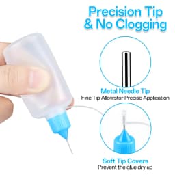 5pcs 10ml-120ml Precision Tip Applicator Bottles NeedleTip Squeeze Glue Bottles with 2 Mini Funnels for DIY Paint Paper Quilling
