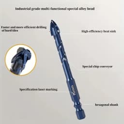 3-Pack Tungsten Carbide Masonry Drill Bits, Hex Shank Serrated Bit for Tile Glass Brick Concrete Ceramic Wood Drilling