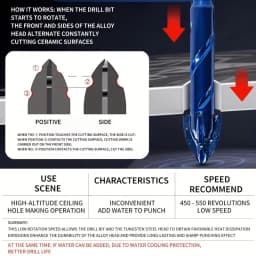 3-Pack Tungsten Carbide Masonry Drill Bits, Hex Shank Serrated Bit for Tile Glass Brick Concrete Ceramic Wood Drilling
