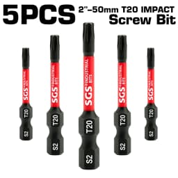 5/10/20 Piece Set of Industrial-Grade T20 Torx Bits, 50mm, Anti-Torsion and Wear-Resistant, with Torque Cushioning, for Home DIY and Auto Repair Tools