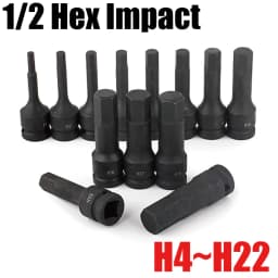 1/2inch Impact Hex Socket Electric Drill Socket Adapter Air Impact Wrench Hex Head Socket H4~H22 Screw Tap Socket Adapter