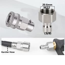 Pressure Washer Swivel Adapter 3/8 Quick Plug Set for Karcher Hose to 3/8 Quick Connect 5000 PSI
