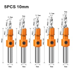 8/10mm high-quality high-speed steel woodworking countersunk end milling cutter drill bit, disassembly woodworking milling tool