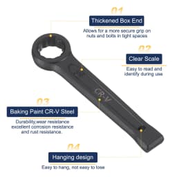 Uxcell Box End Striking Ring Wrench 17mm-48mm Metric CR-V Steel 12-Point Flat Strike Wrench Baking Paint Single Head Spanner
