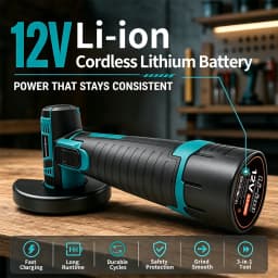 Hippcron 12V Electric Portable Angle Grinder Cordless Polishing Mini Cutting Blade Grinder Machine Lithium Battery Universal
