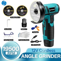Hippcron 12V Electric Portable Angle Grinder Cordless Polishing Mini Cutting Blade Grinder Machine Lithium Battery Universal