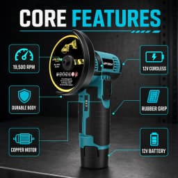 Hippcron 12V Electric Portable Angle Grinder Cordless Polishing Mini Cutting Blade Grinder Machine Lithium Battery Universal