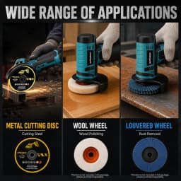 Hippcron 12V Electric Portable Angle Grinder Cordless Polishing Mini Cutting Blade Grinder Machine Lithium Battery Universal