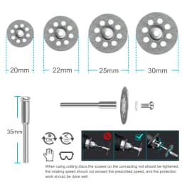 12pcs Diamond Cutting Disc 20/22/25/30mm With 3mm Mandrels Mini Cutting Disc Circular Saw Blade for Dremel Rotary Tools