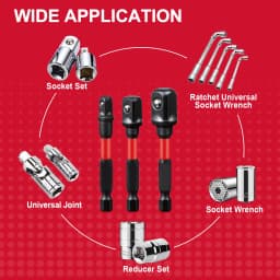 Rafford 3Pcs Impact Socket Adapter Set,1/4" 3/8" and 1/2" Drive, , Adapt Your Power Drill to High Torque Impact Wrench