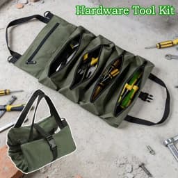 Heavy-Duty Roll-Up Tool Bag - Oxford Fabric Multi-Tool Organizer All-in-One Garage Storage for Mechanics/Electricians/Carpenters