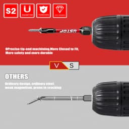 Ustop, 10-Piece Set of Anti-Tamper Star-Shaped Impact Bits with Carabiner Clip, Type Tt7-T40, 50mm Long, Magnetic Safety Torx Bits, S2 Steel Material, Compatible with Electric Drills and Screwdrivers