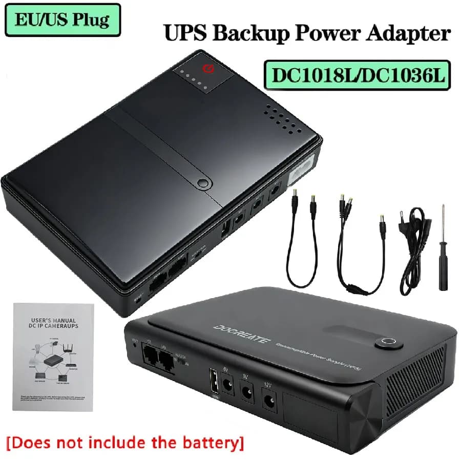 NEW DC18W/36W DC1018L/DC1036L 1A/2A 5V/9V/12V Large Capacity Multipurpose Mini Portable UPS Backup Power Adapter for WiFi Router