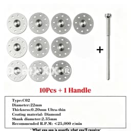 Ultra-Thin Double-Sided Diamond Grinding Discs – 0.20mm Cutting & Polishing Blades with 2.35mm Shank