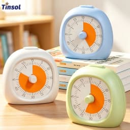 TINSOL 60 Minute Silent Visual Timer Practical Plastic Digital Clock Study Timer Focus Aid for Kids Classroom Homework Kitchen