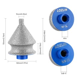 LOZLIN Diamond Chamfer Reaming Bit M14 5/8-11 for Porcelain Tile Ceramic Marble Granite Hole Enlarging Edge Trimming & Grinding