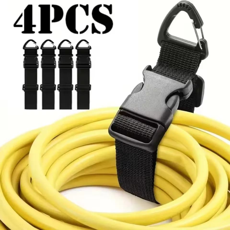 Black Adjustable Extension Cord Organizer for Cables Hoses 3-Axis Buckle Storage Strap for Workshop Garage Cable Management