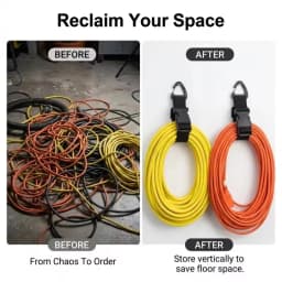 Black Adjustable Extension Cord Organizer for Cables Hoses 3-Axis Buckle Storage Strap for Workshop Garage Cable Management