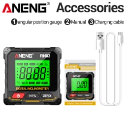 ANENG RN03 Inclinometer 0.05°Resolution Laser Level Angle Gauge with 4-Sided Magnet LCD Backlight Rechargeable 350mAh Battery