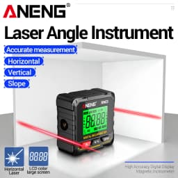 ANENG RN03 Inclinometer 0.05°Resolution Laser Level Angle Gauge with 4-Sided Magnet LCD Backlight Rechargeable 350mAh Battery