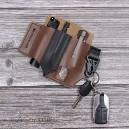 Multitool Sheath for Belt, Sheath for Men, PU Leather EDC Pocket Organizer with Pen Holder, Key Fob, Flashlight Sheath